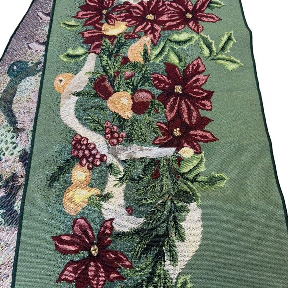 NWT Vintage Tapestry Christmas Holiday Table Runner 72"x13" Green Floral Spruce - Picture 3 of 6